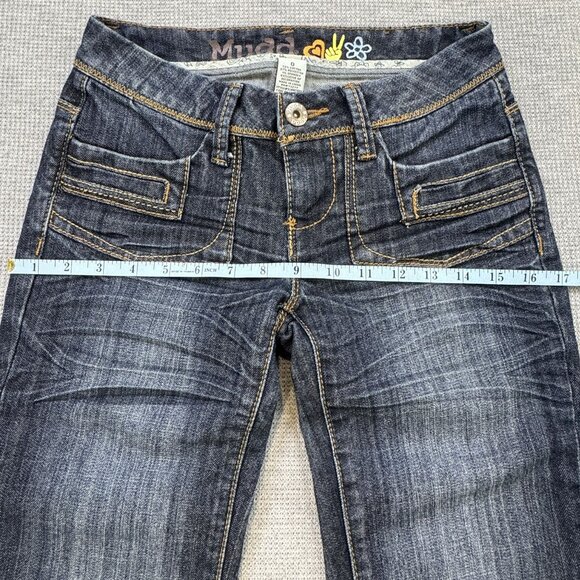 Mudd Womens Denim Capri Jeans Size 0 Embroidered Pockets Cuffed Hem Pockets Y2K - Picture 10 of 15